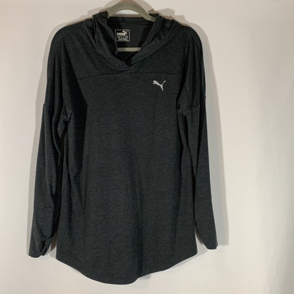 Puma Grey Logo Hooded Sweater Top - Picture 1 of 7